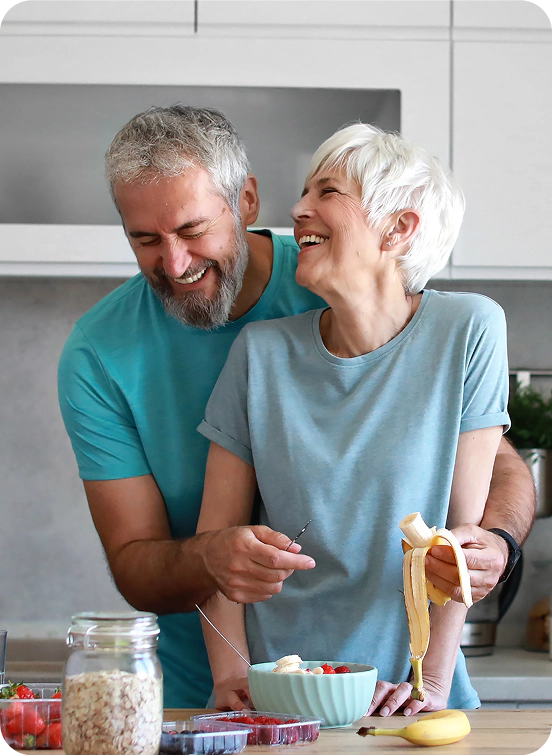 Couple preparing healthy food
